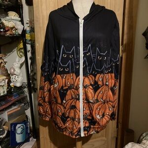 Black cats and pumpkins zip up hoodie